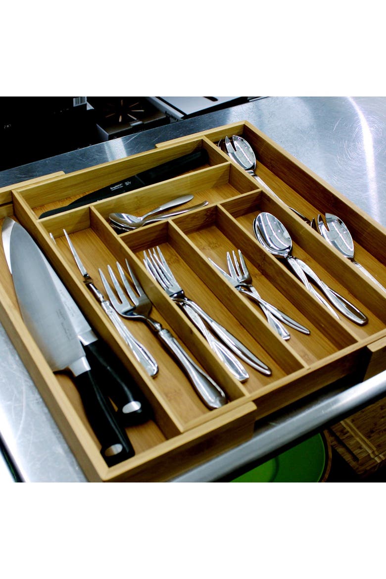 CooknCo 8-Slot Expanding Flatware Organizer, Alternate, color, NATURAL