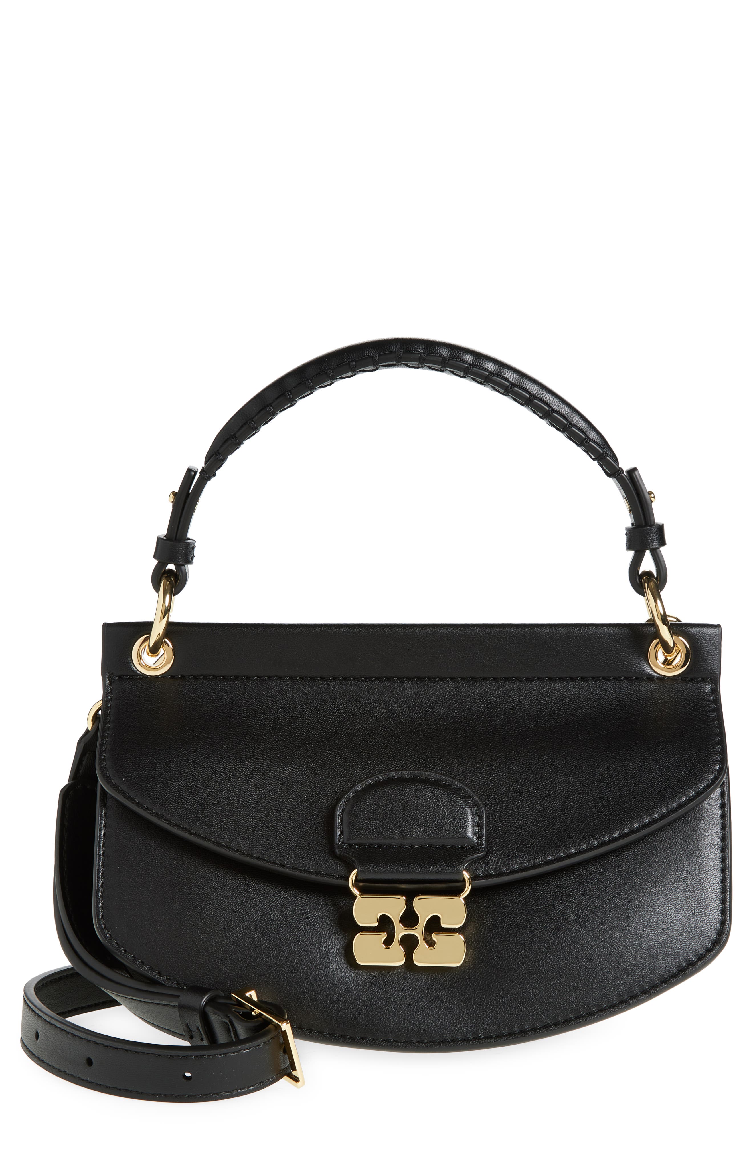 Ganni Apo-G Leather Crossbody Bag, Main, color, 