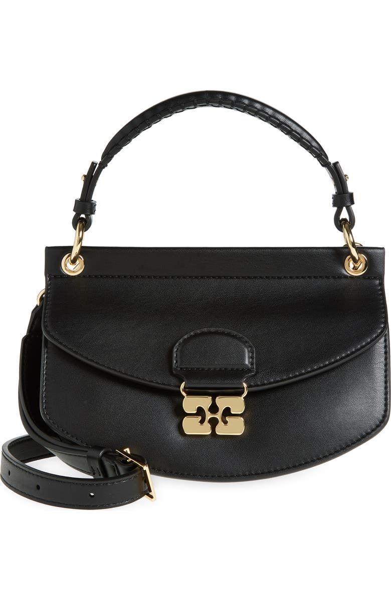 Ganni Apo-G Leather Crossbody Bag, Main, color,
