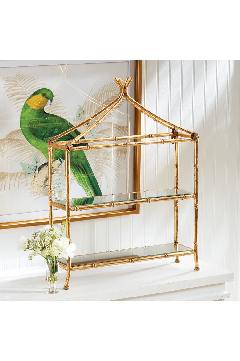 Daphne 2-Tier Curio Shelf, Alternate, color, Gold