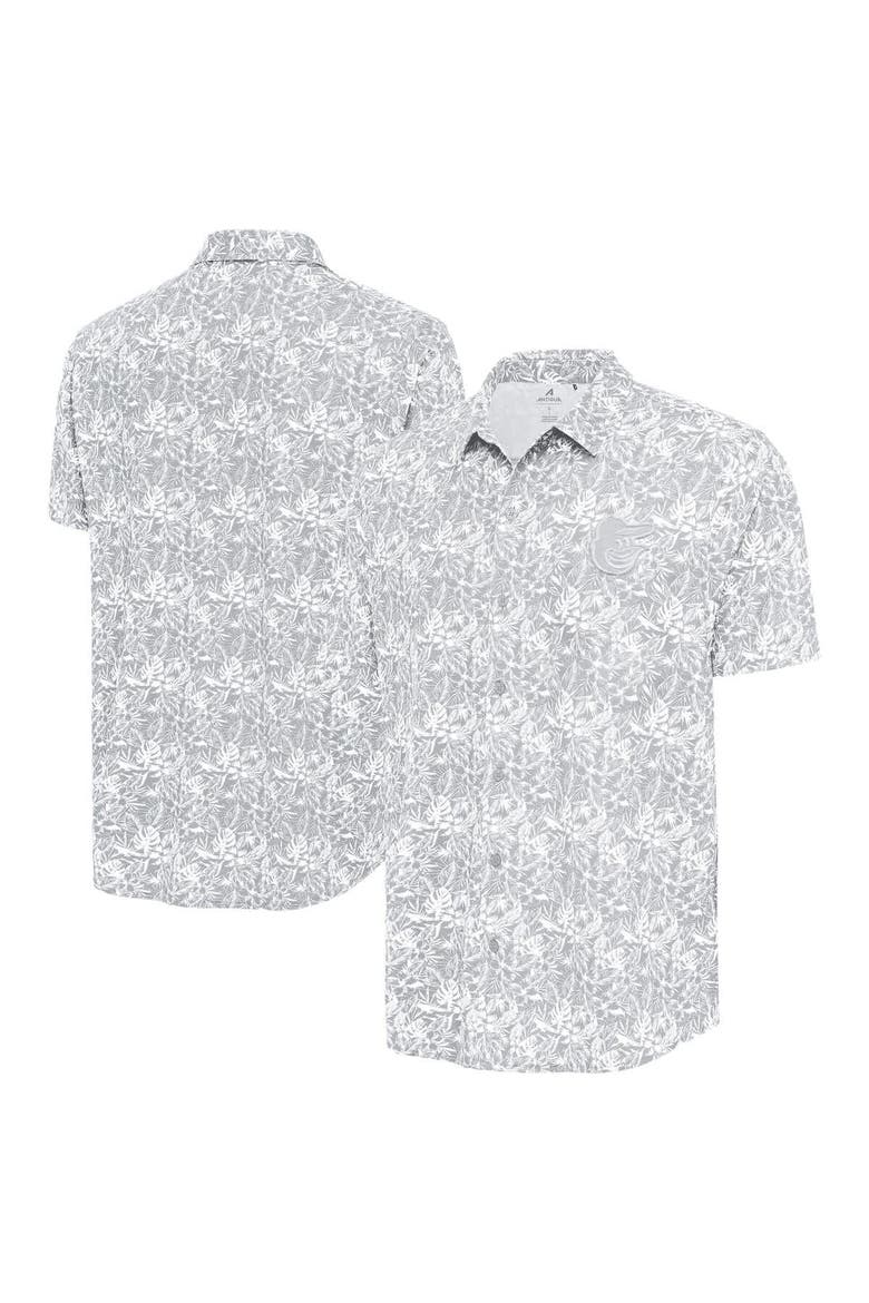 Men's Antigua Gray Baltimore Orioles Resort Button-Up Shirt, Alternate, color, Gray