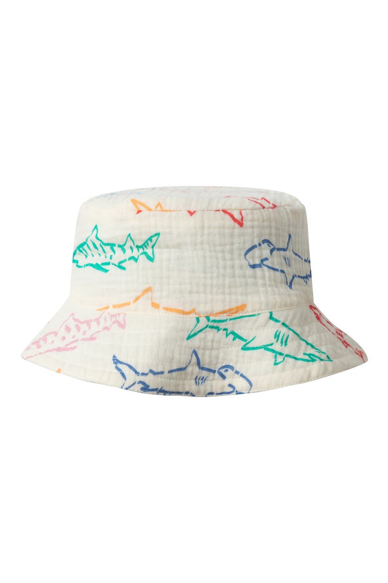 Cotton Seersucker Romper & Hat Set, Alternate, color, WHITE SHARK