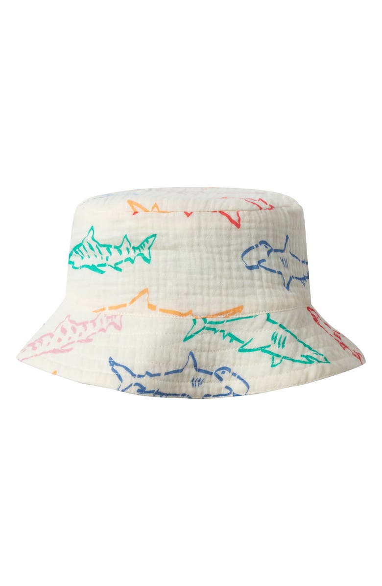 Andy & Evan Cotton Seersucker Romper & Hat Set, Alternate, color, White Shark