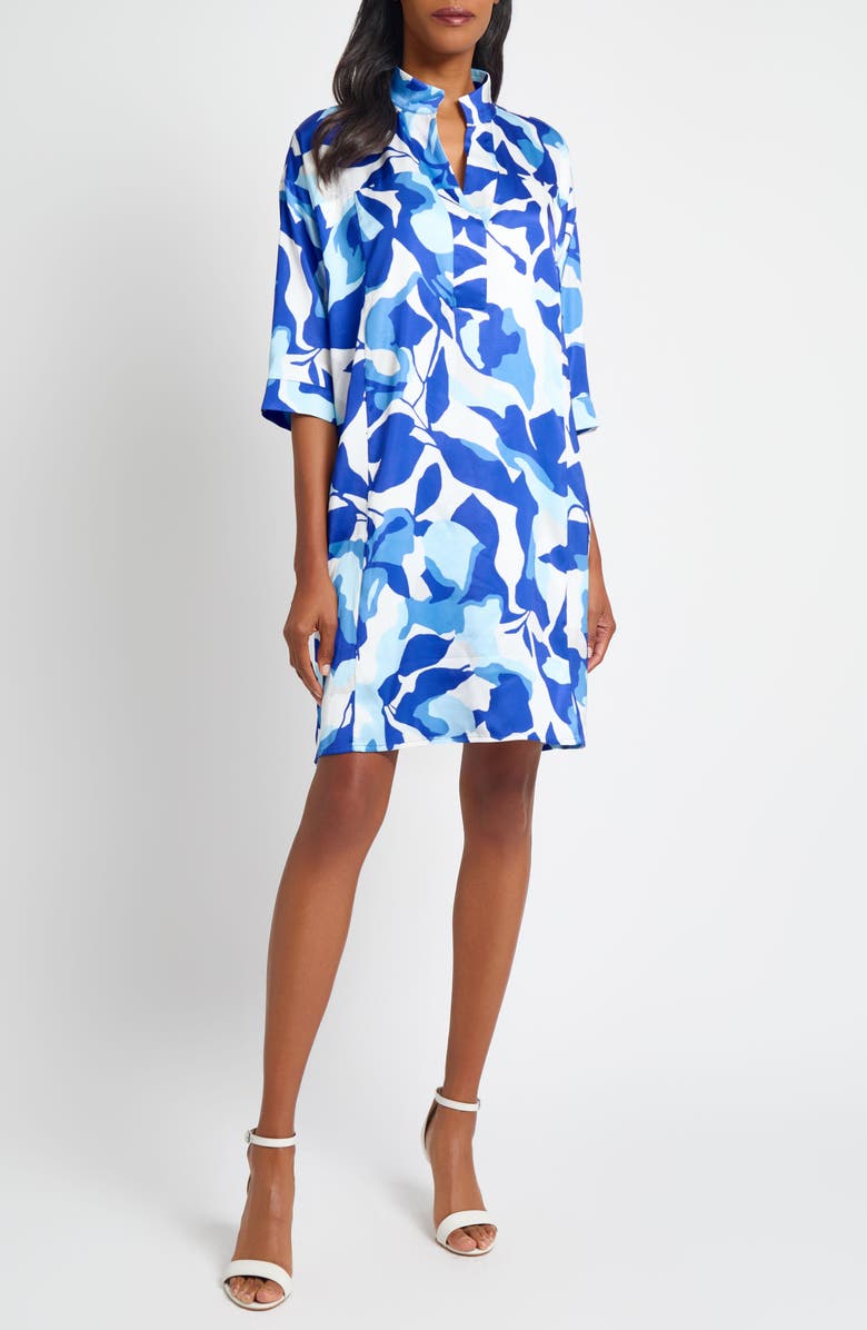 Ming Wang Floral Print Crêpe de Chine Dress, Main, color,