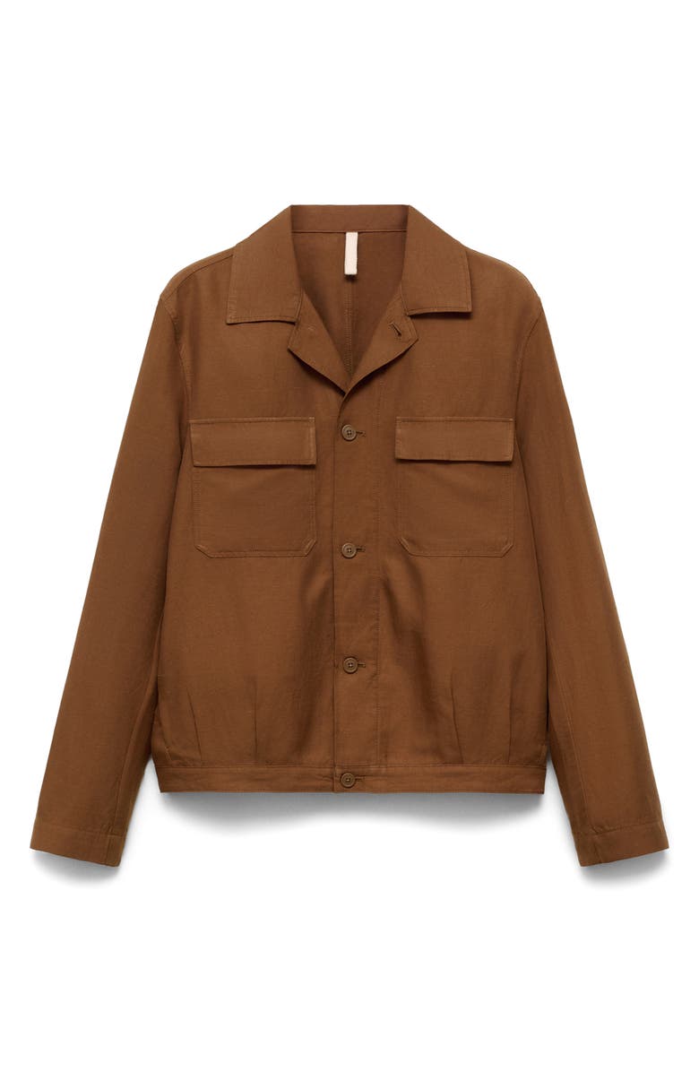 MANGO Camp Collar Lyocell & Linen Shirt-Jacket, Alternate, color, 
