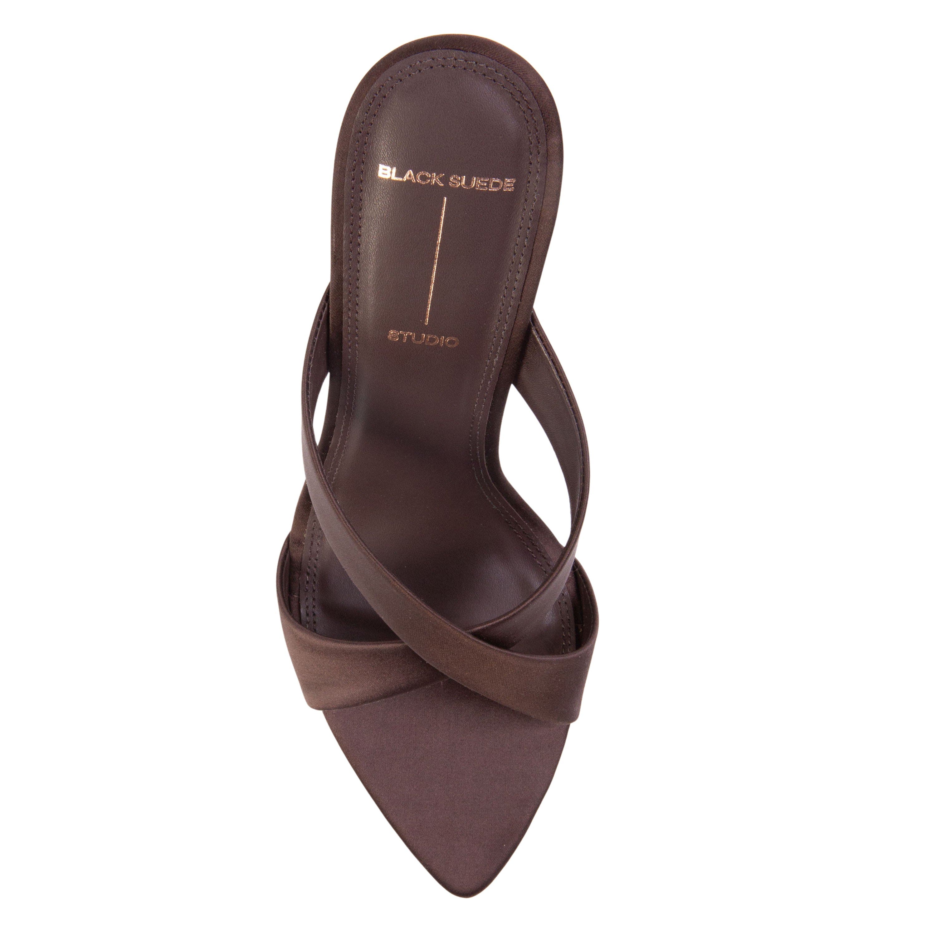 BLACK SUEDE STUDIO Zoey 100 Satin Sandal, Alternate, color, Cacao Satin