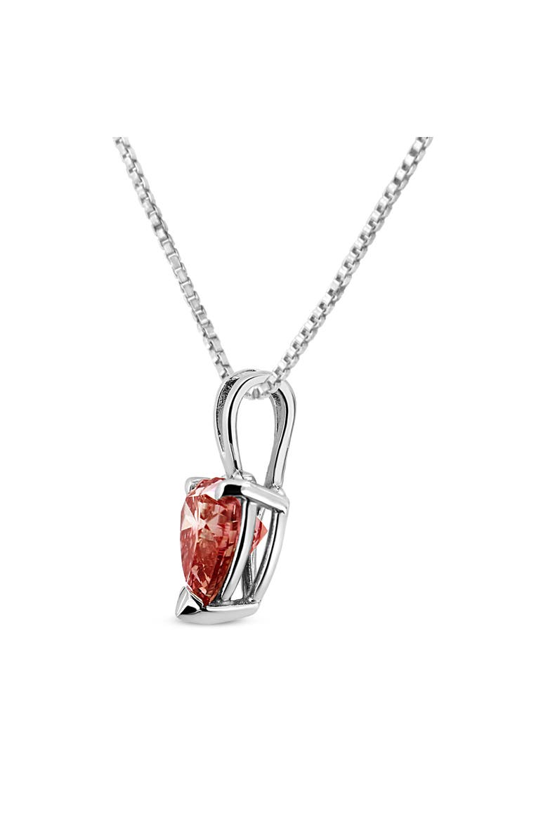 IGI 14K White Gold Martini Set 1 Ct Lab Grown Pink Heart Diamond Pendant Necklace, Alternate, color, White