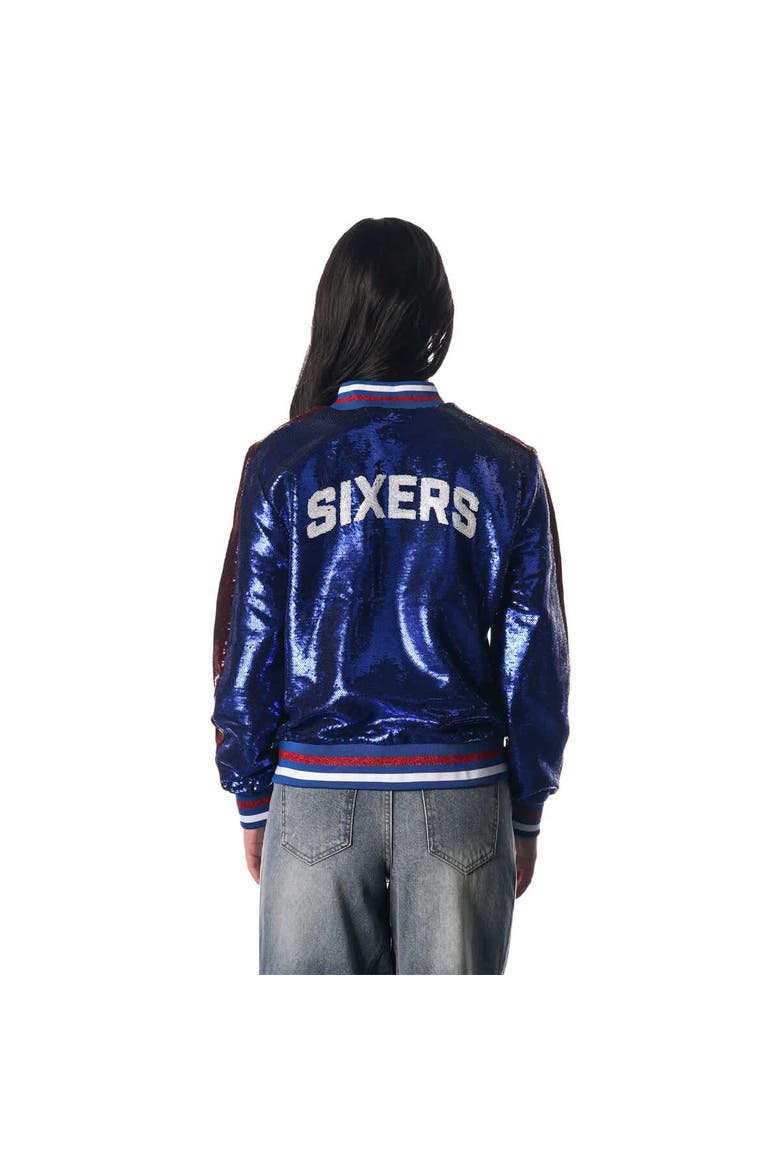 Women's The Wild Collective Royal Philadelphia 76ers Sequin Bomber Full-Zip Jacket, Alternate, color, Royal