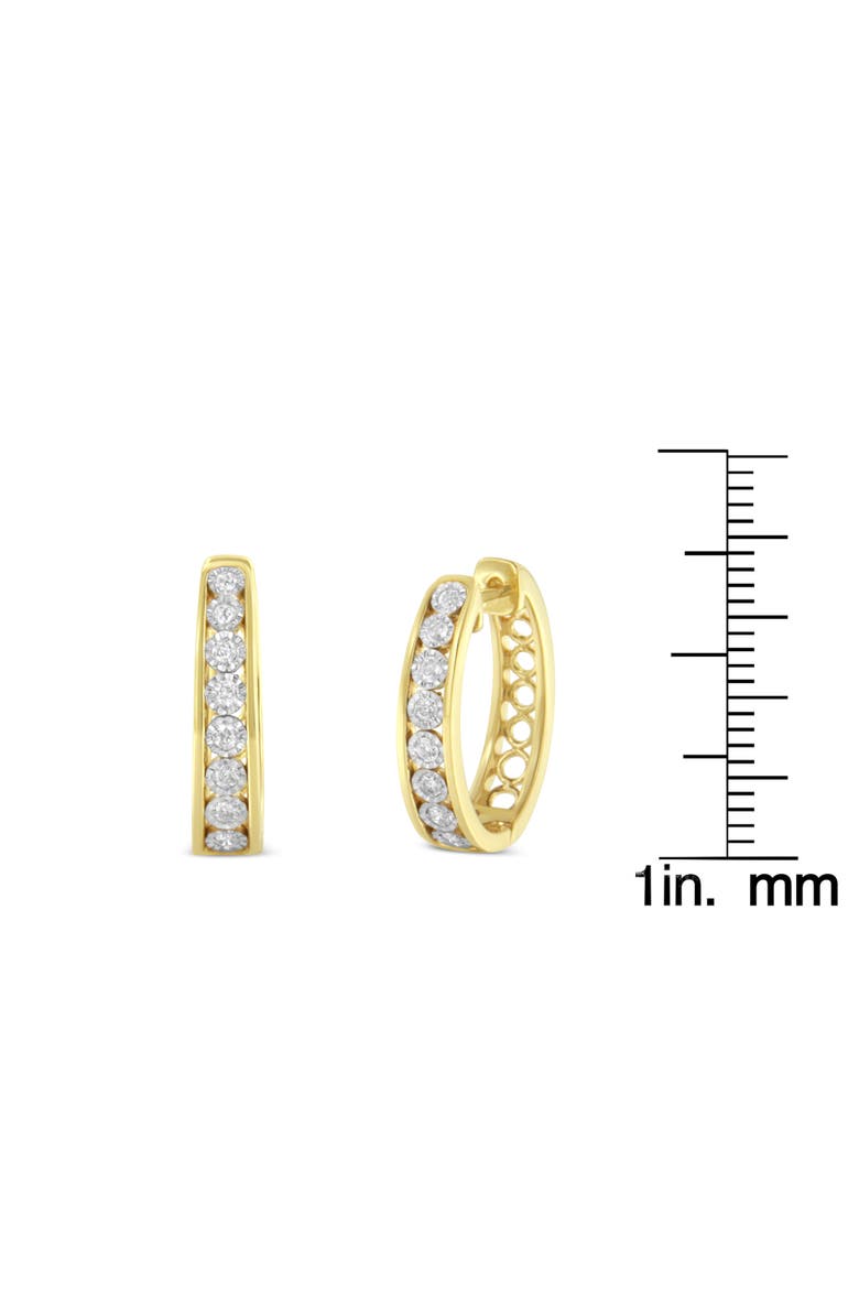 10KT Yellow and White Gold Diamond Hoop Earring, Alternate, color, Yellow