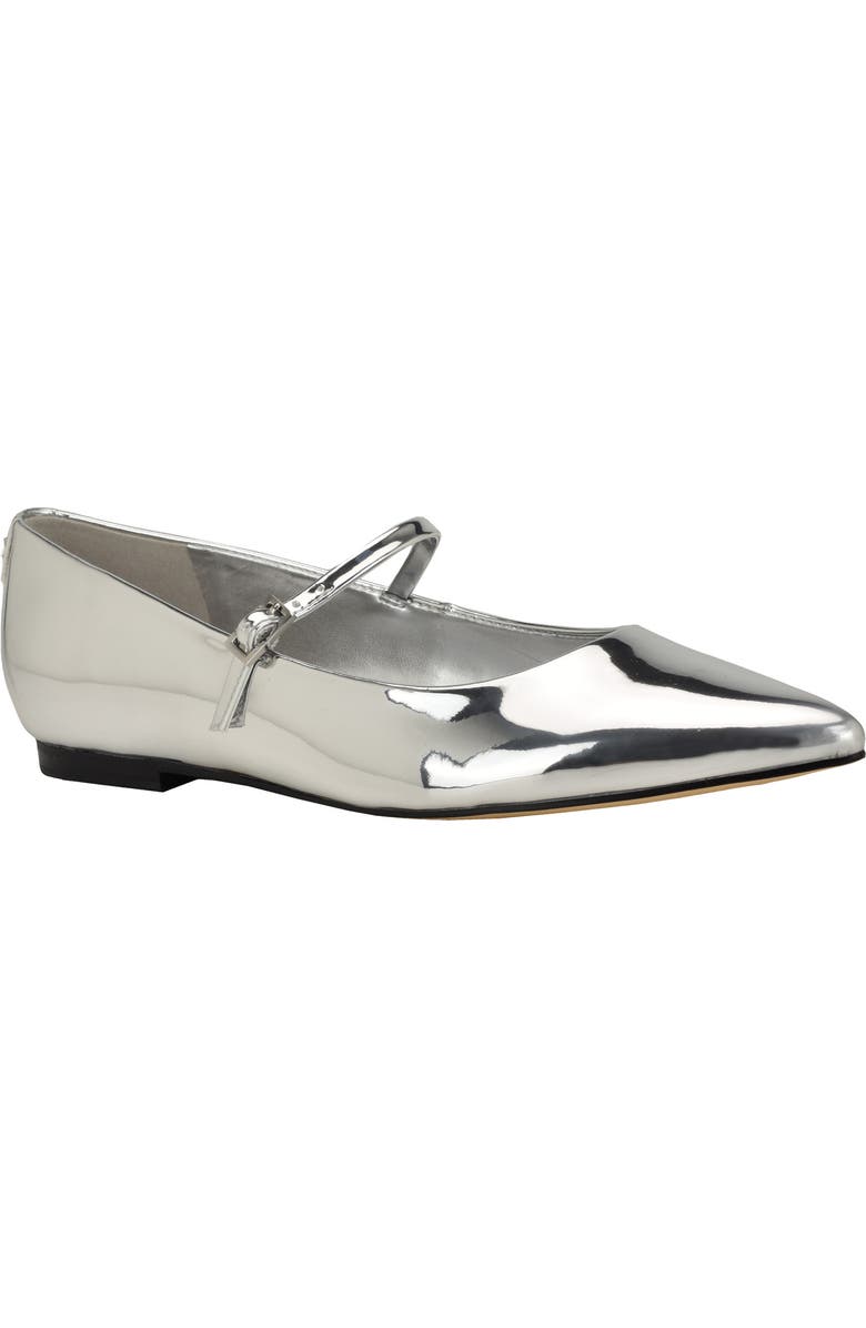 Calvin Klein Kamryn Pointed Toe Flat, Main, color, Silver