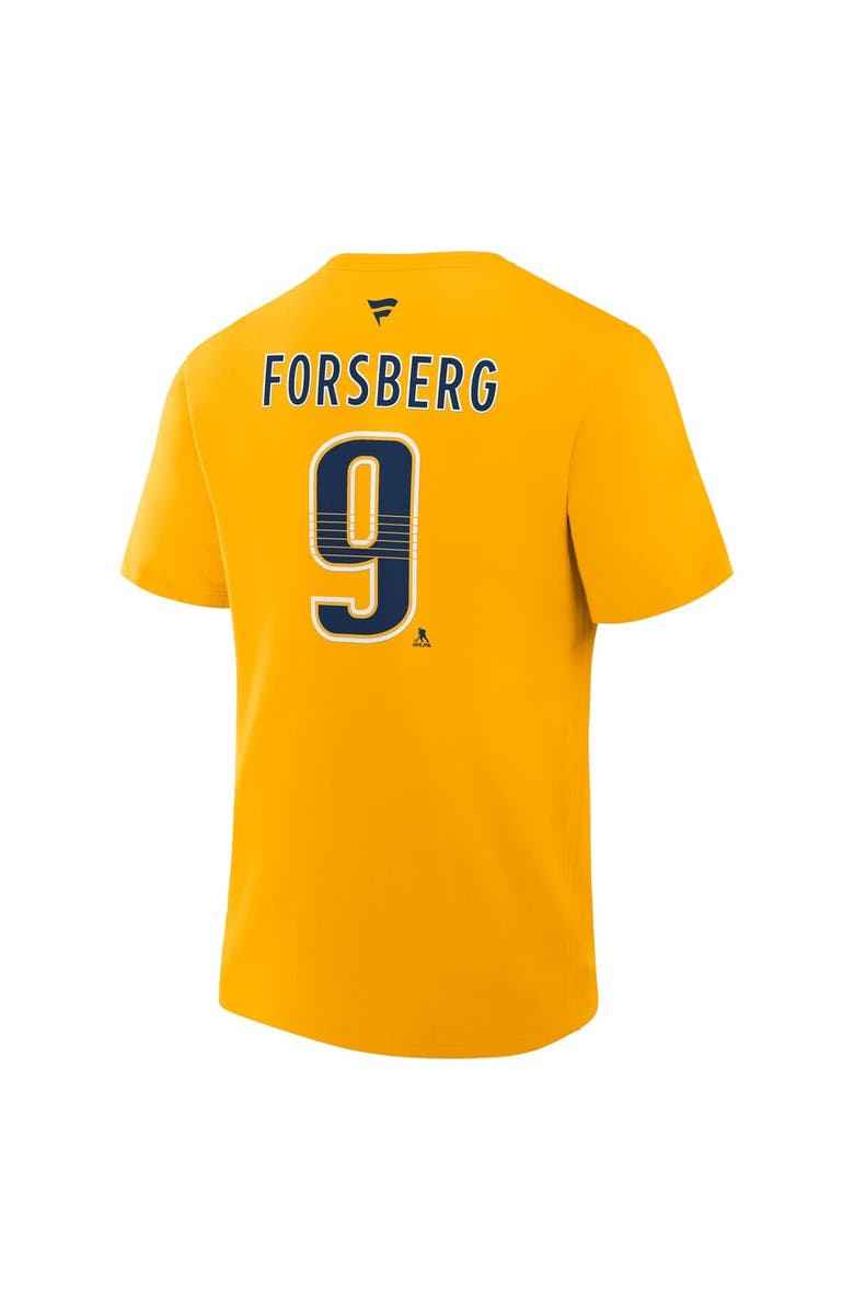 FANATICS Men's Fanatics Filip Forsberg Gold Nashville Predators Authentic Stack Name & Number T-Shirt, Alternate, color, Gold