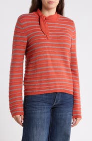 Democracy Stripe Tie Neck Sweater