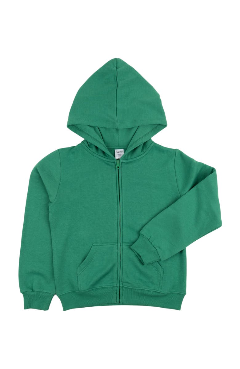 Leveret Kids Zip-Up Sweatshirt Hoodie, Cotton Blend, Solid Colors, Alternate, color, Green