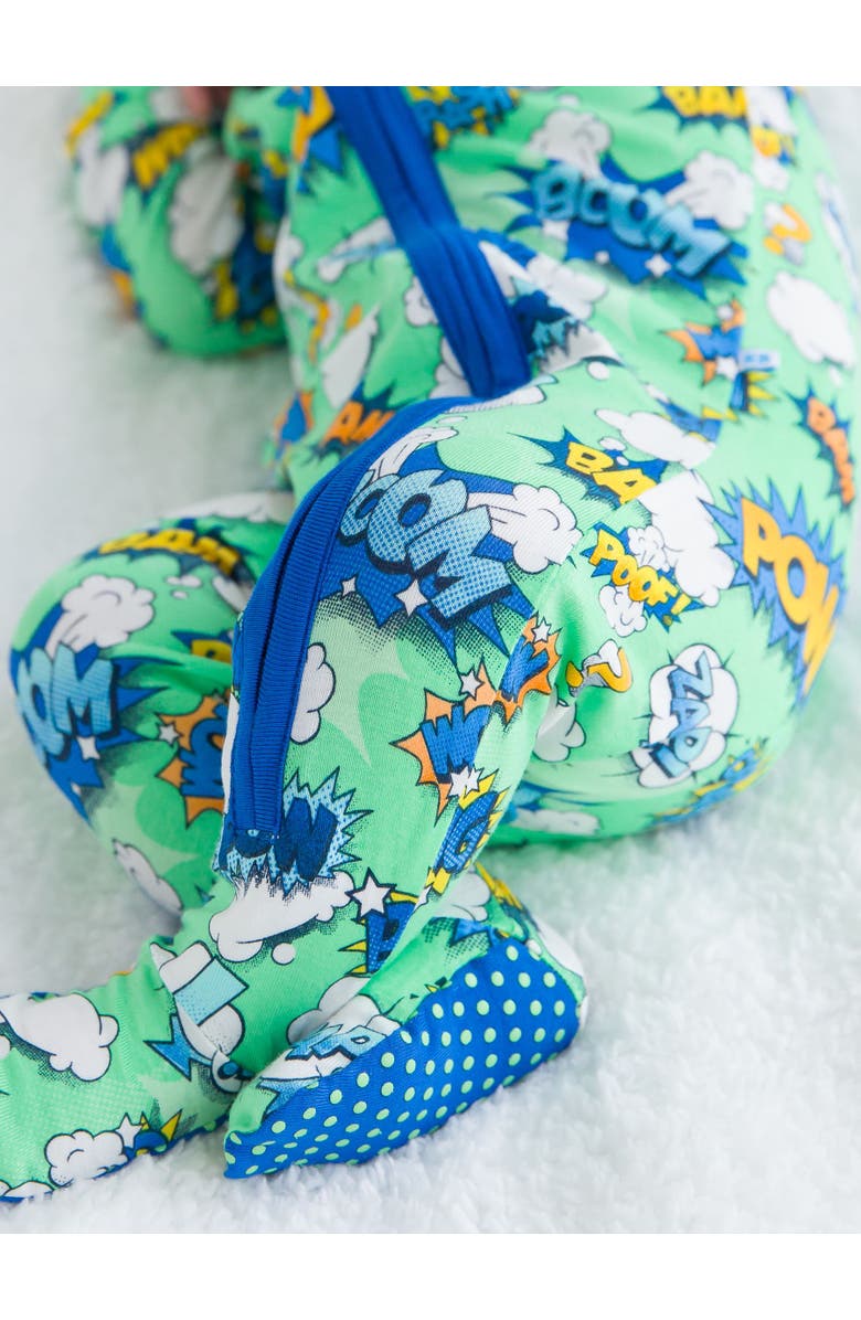 RuggedButts SoftSnooze Baby Boys One Piece Footie Pajamas, Alternate, color, Boom Pow