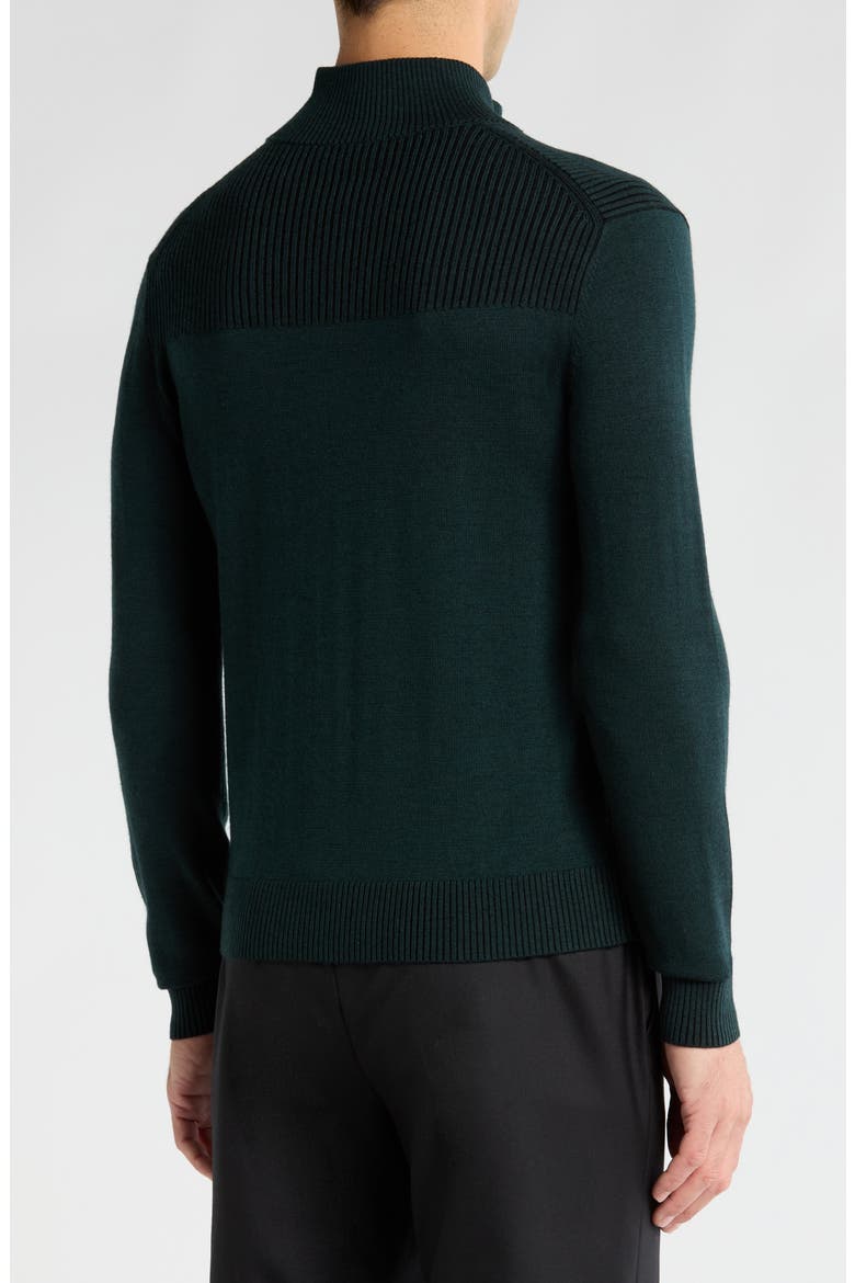 Merino Wool Plaited Quarter-Zip Pullover, Alternate, color, BLACK GREY