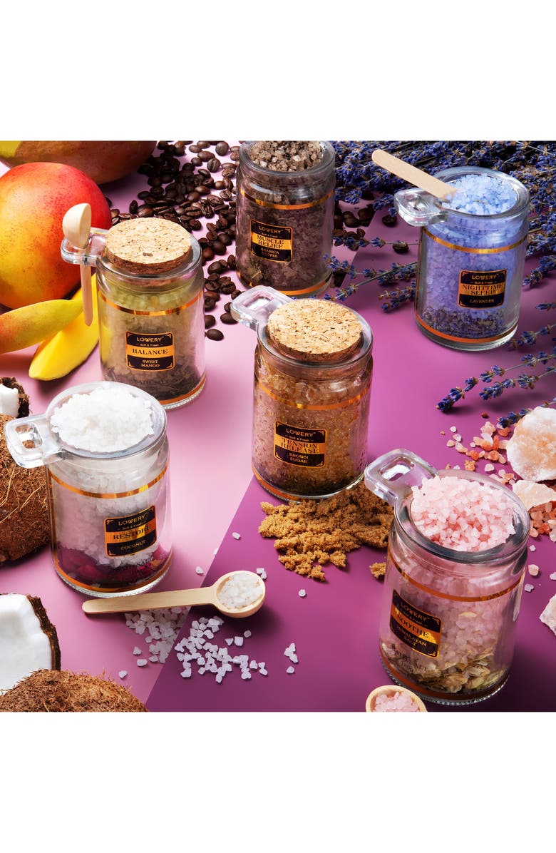 Lovery 6-Piece Bath Salts Gift Set with Natural Herbs and Essential Oils, Alternate, color, White / Gold