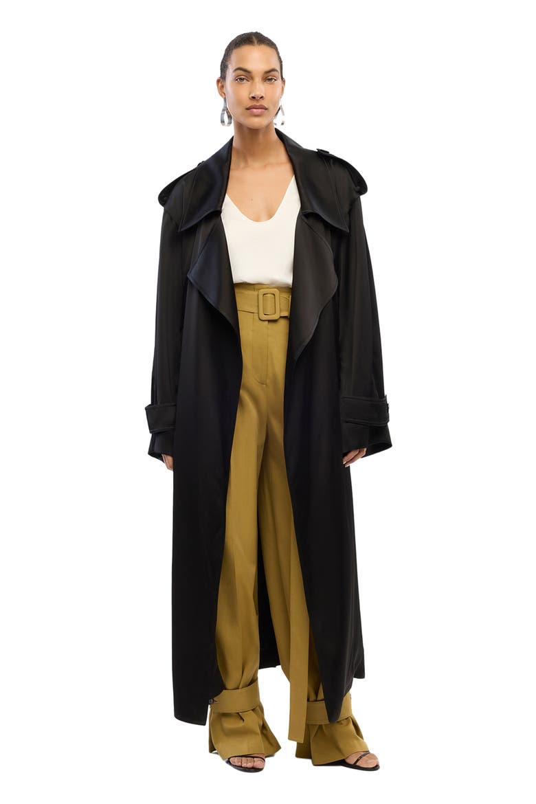 Satin Soft Trench, Main, color, BLACK