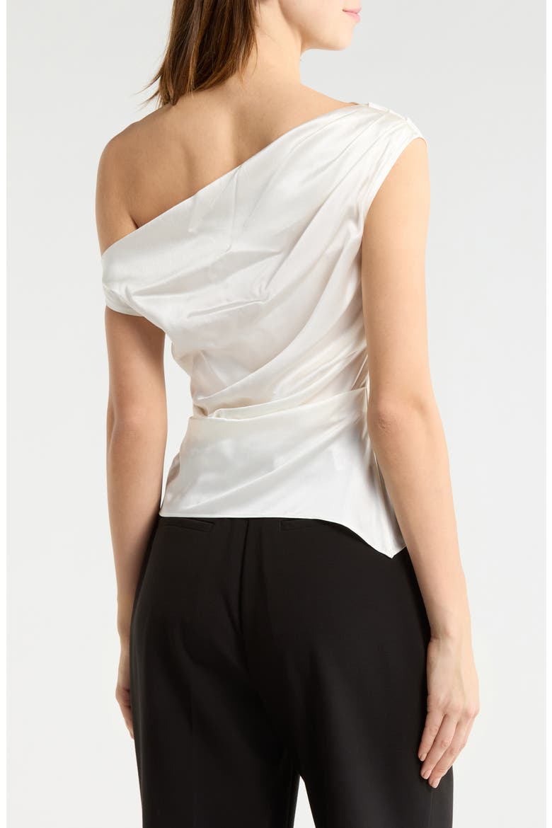 Phare One-Shoulder Stretch Silk Top, Alternate, color, IVORY