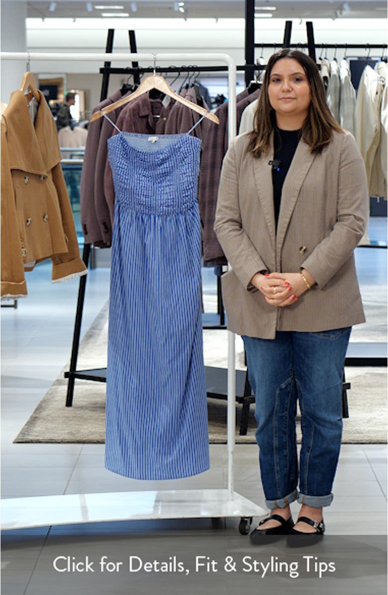 Stripe Strapless Cotton Fit & Flare Midi Dress, sales video thumbnail