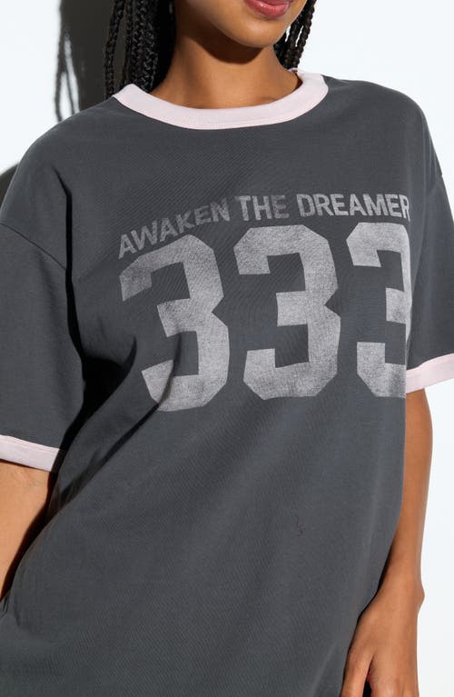 Spiritual Gangster 333 Boyfriend Ringer Graphic T-shirt In Gray