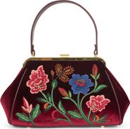 Jeffrey Campbell Frame Floral Embroidered Velvet Shoulder Bag