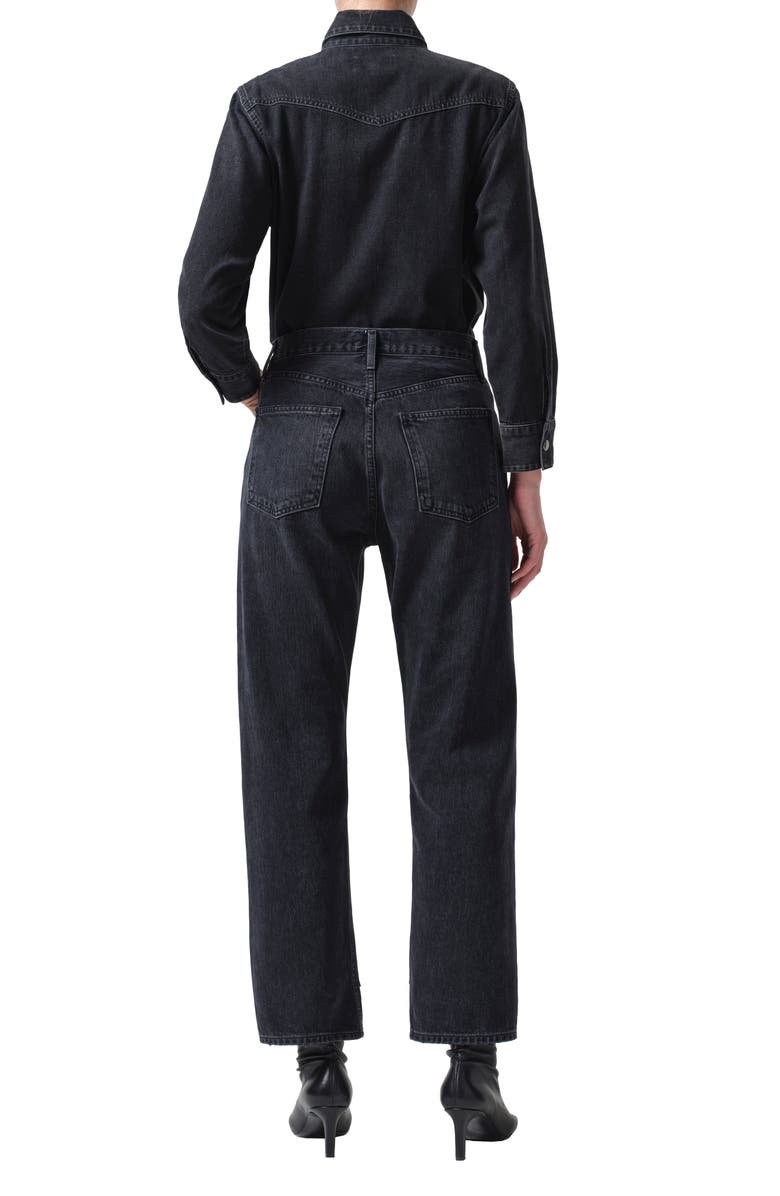 AGOLDE Ryder High Waist Organic Cotton Straight Leg Jeans with Recycled Leather Blend Panel, Alternate, color, 