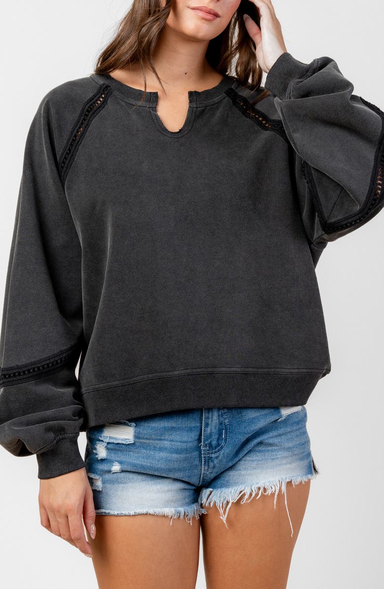 Beivy Washed French Terry Pullover, Alternate, color, Black