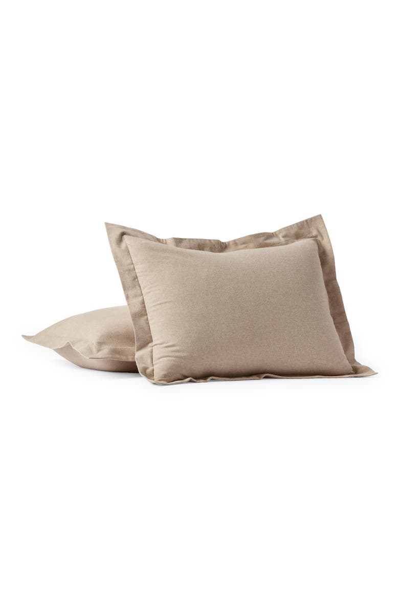 Cloud Brushed Organic Cotton Flannel Pillow Sham, Main, color, CAMEL HEATHER