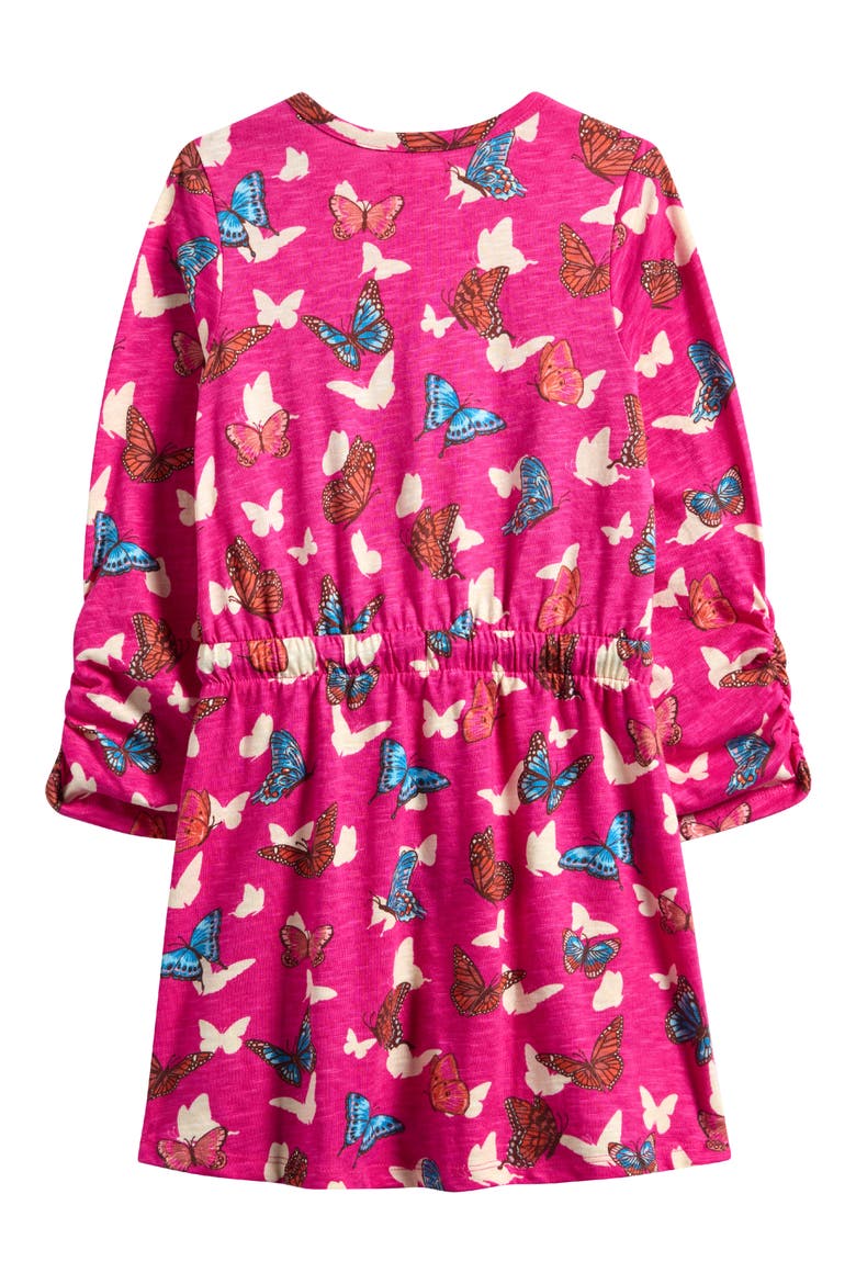 Kids' Butterfly Print Long Sleeve Dress, Alternate, color, RASPBERRY ROSE