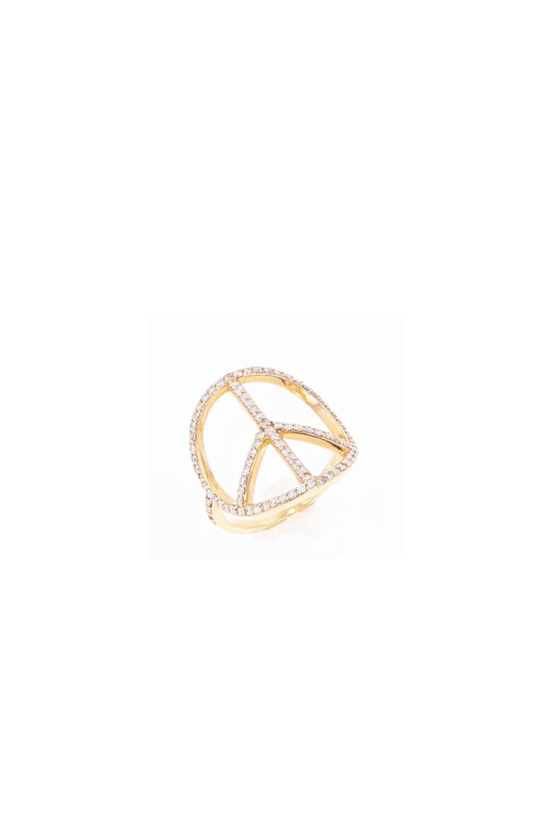 Circular Peace Sign Ring, Main, color, 14kt Yellow Gold
