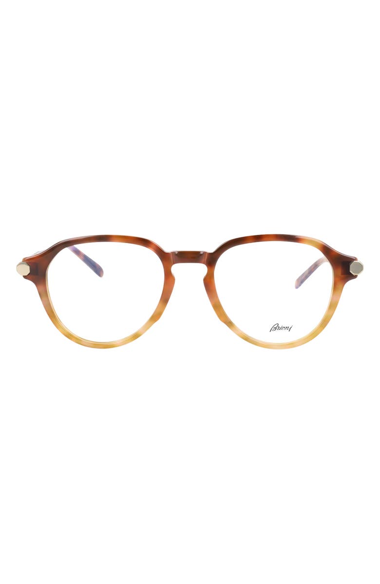 Brioni Novelty 51mm Round Sunglasses, Main, color, Havana Havana Transparent