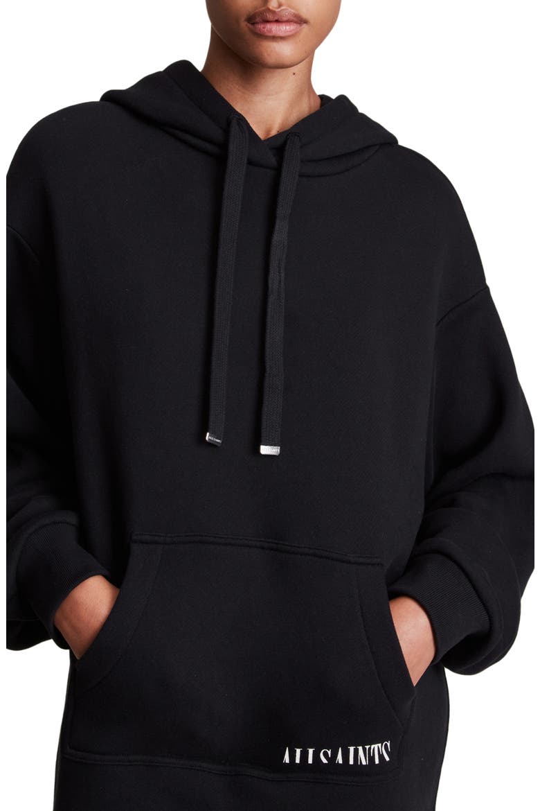 Lila Long Sleeve Hoodie Dress, Alternate, color, BLACK