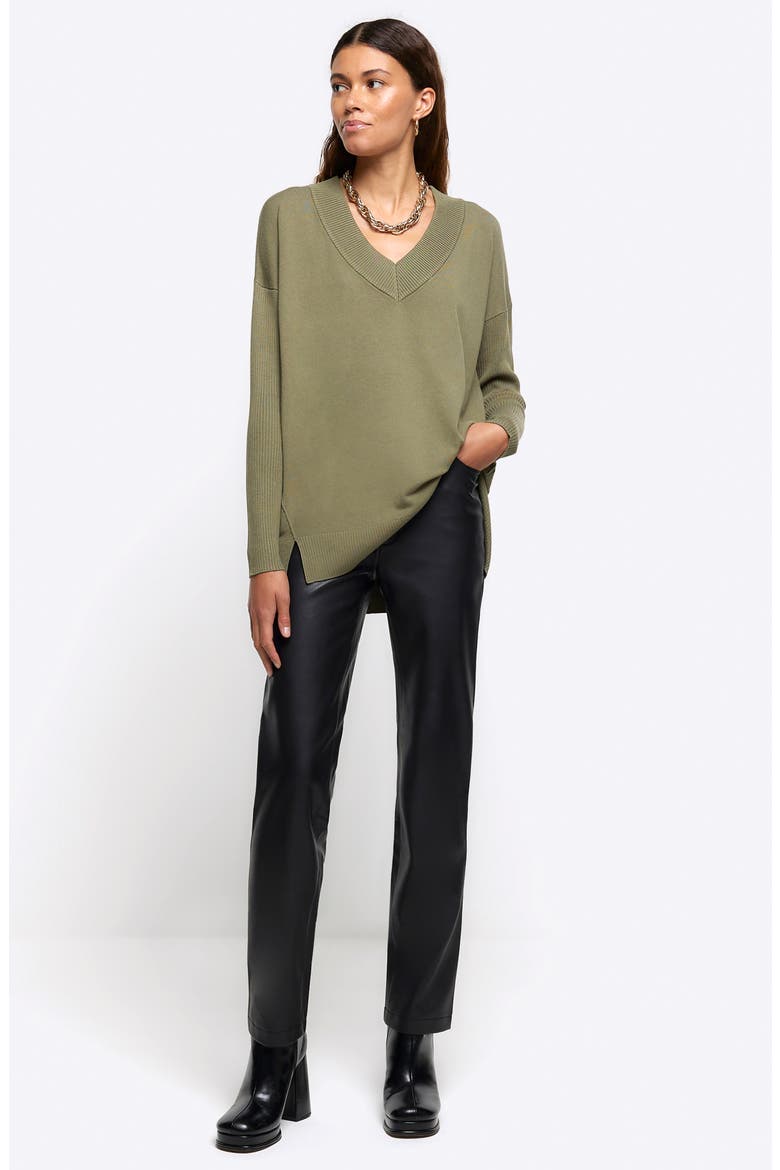 V-Neck Sweater, Alternate, color, KHAKI