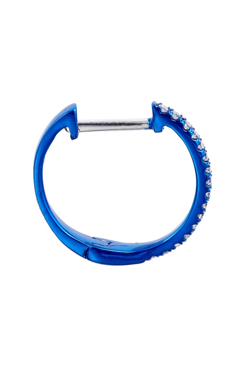 Blue Rhodium Diamond Hoop Earrings, Alternate, color, BLUE