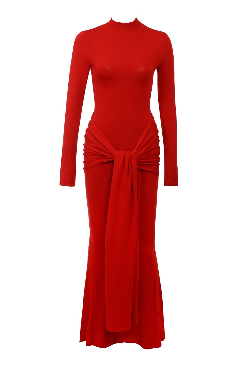 HOUSE OF CB Imogen Drape Mermaid Gown, Alternate, color, Scarlet Red