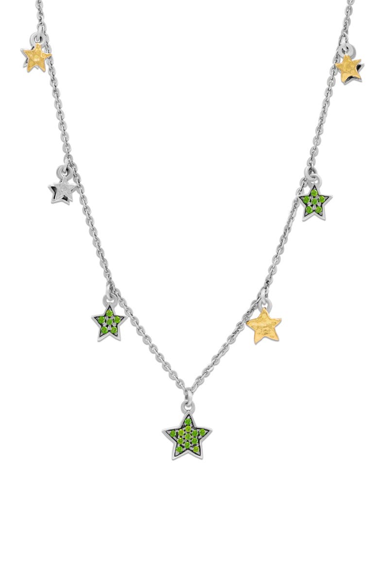 18k Gold & Sterling Silver Chrome Diopside Star Necklace, Main, color, GREEN