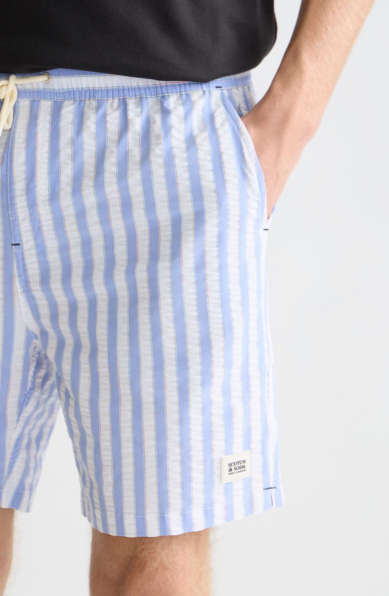 Scotch & Soda Stripe Midlength Swim Trunks, Alternate, color, 