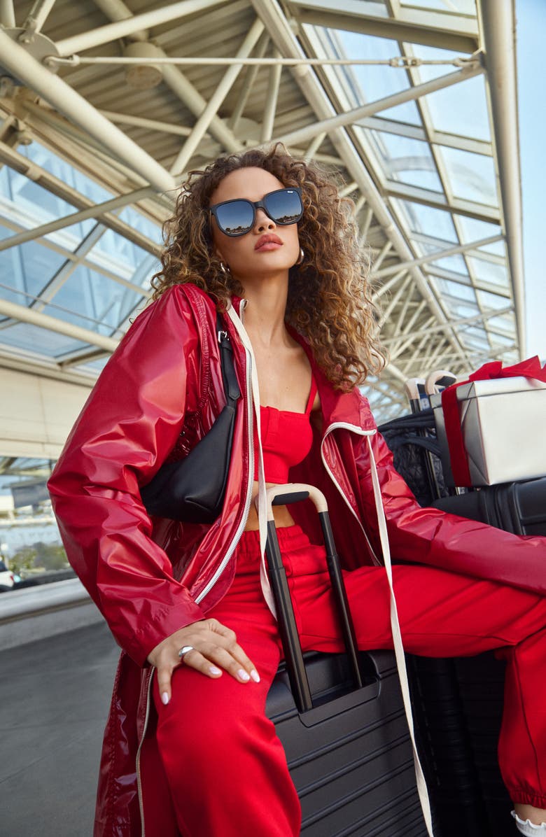 QUAY Coffee Run 53mm Polarized Sunglasses, Alternate, color, Black / Smoke