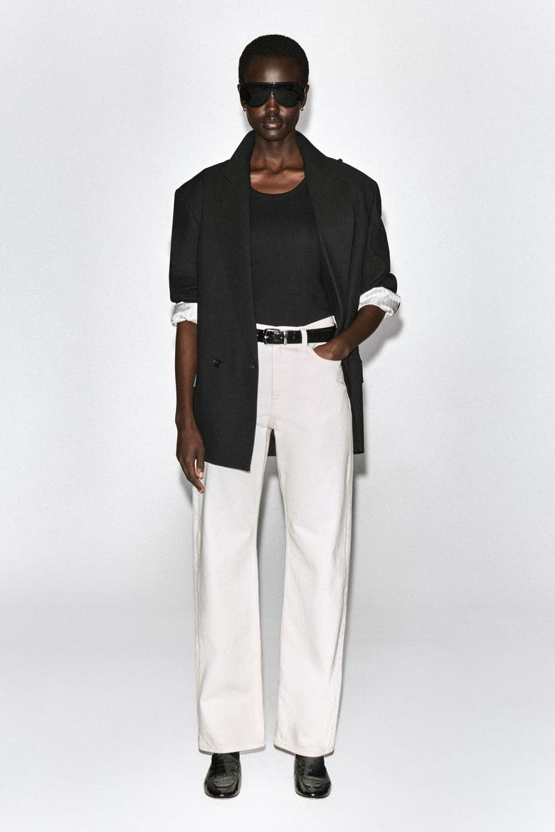 Contrast-Lined Double-Breasted Blazer, Alternate, color, BLACK
