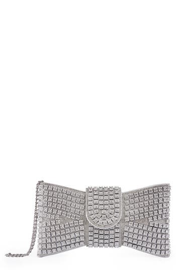 Lady Couture Dazzling Bow Evening Bag In Silver