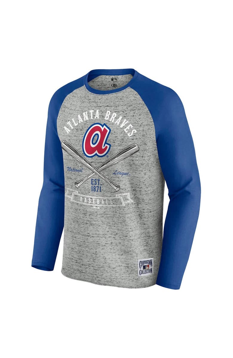 Darius Rucker Collection by Fanatics Men's Darius Rucker Collection by Fanatics Heather Gray Atlanta Braves Raw Edge Raglan Long Sleeve Baseball T-Shirt, Alternate, color,