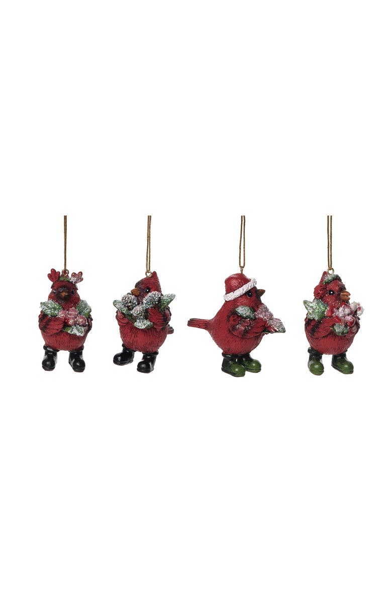 Transpac Multicolored Christmas Dressy Cardinal Ornament Set of 4, Alternate, color, Multi