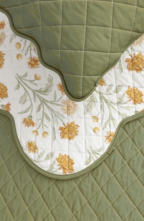 Woven & Weft Floral Scalloped Cotton Quilt & Sham Set In Floral Dusk