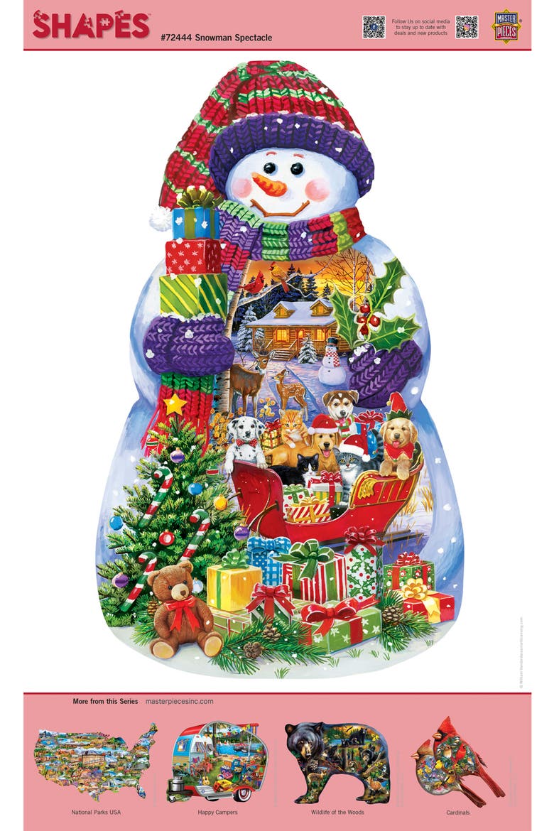 Snowman Spectacle 1000pc Shaped Puzzle, Alternate, color, Multicolor