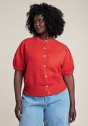 ELOQUII Puff Sleeve Cropped Cardigan