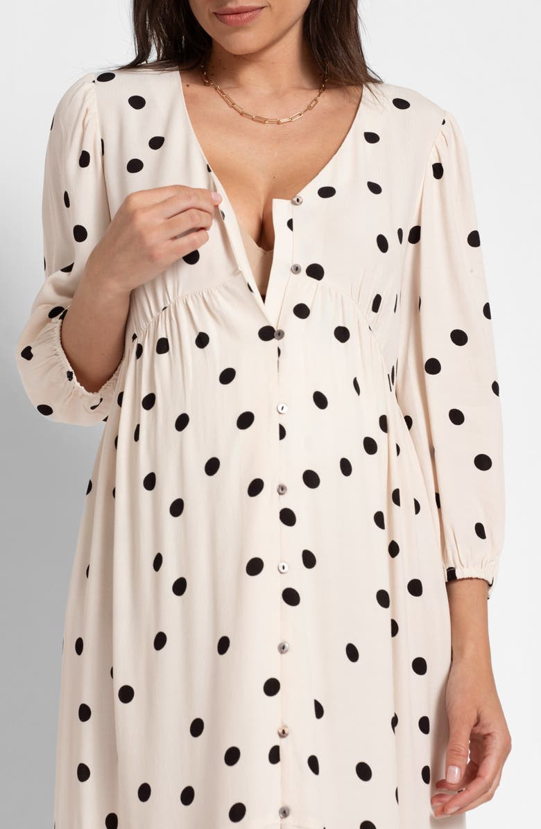 Seraphine Polka Dot Tiered Maternity Midi Dress, Alternate, color,