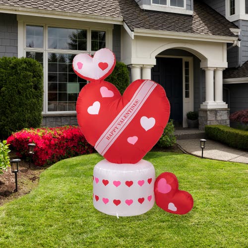Northlight Led Lighted Inflatable Valentine's Day Rotating Heart Outdoor Decoration In Red