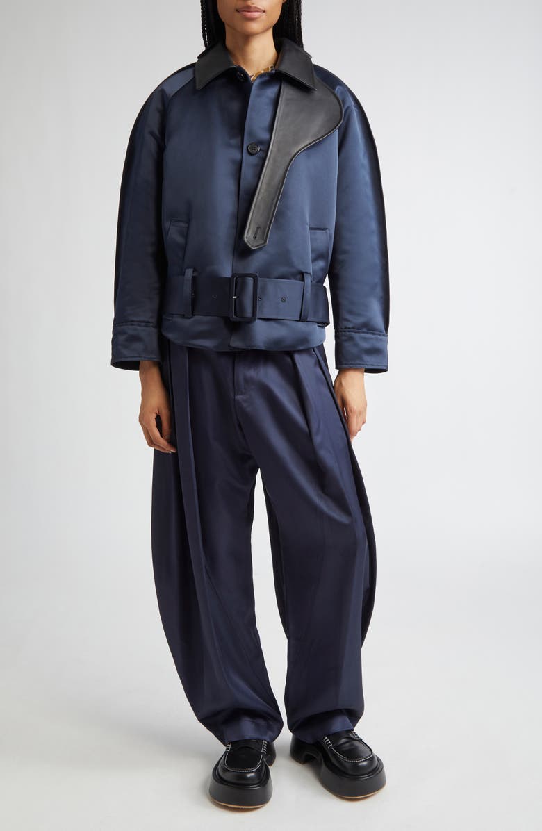 JW Anderson Pleated D-Ring Satin Trousers, Alternate, color, 