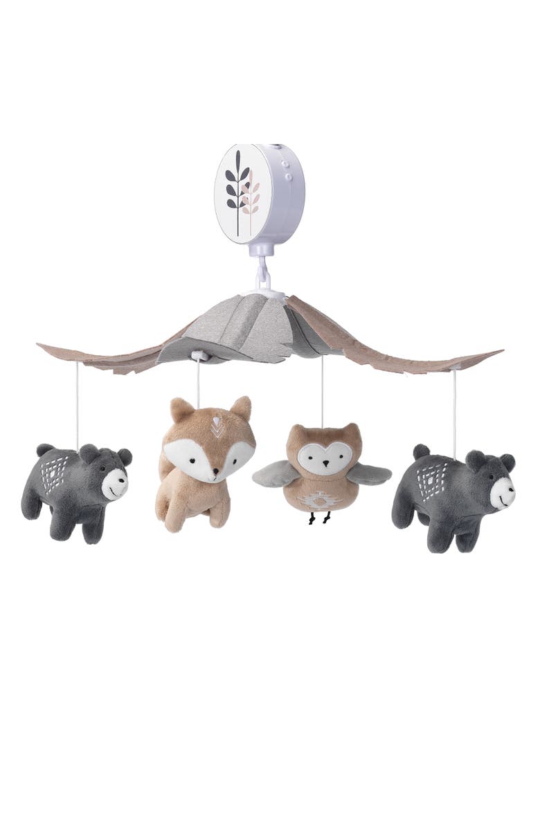 Lambs & Ivy Woodland Forest Musical Baby Crib Mobile Soother Toy, Alternate, color, Grey