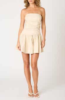 Nia Currant Strapless Cotton Minidress